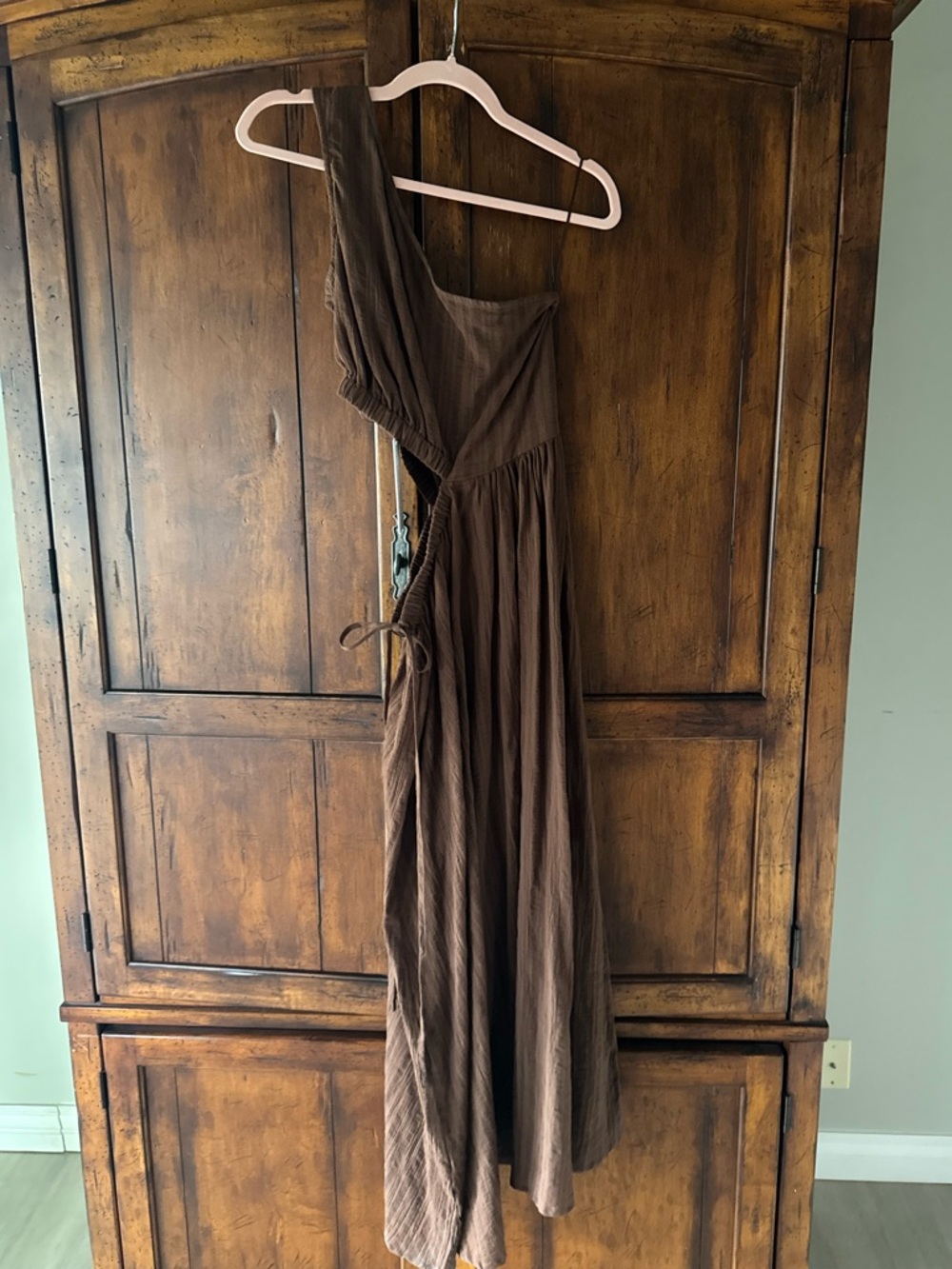 Rhythm. NWT Tyler One-shoulder Maxi Dress Brown Cotton XS - Picture 3 of 4